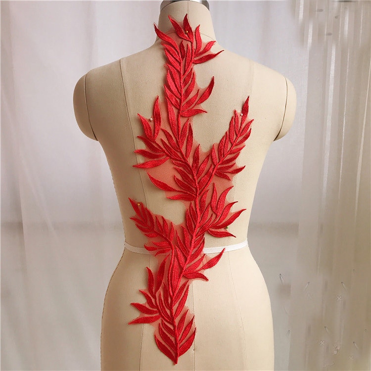 4 Farben Lange Größe Blatt Stickerei Spitze Applikation Patch, Braut Applikation, Abendkleid Gestickte Applikationen 22 cm X 57cm 4 Farben Lange Größe Blatt Stickerei Spitze Applikation Patch, Braut Applikation, Abendkleid Gestickte Applikationen 22 cm X 57cm von LovelylaceStore