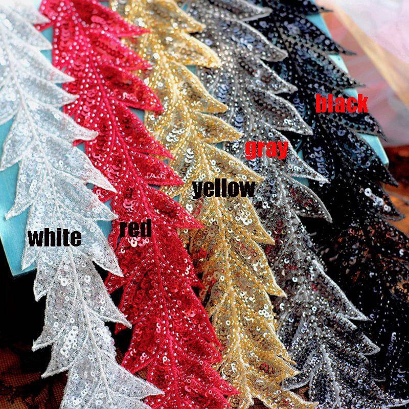 Blatt Pailletten Stickerei Spitzen Applikation Patch, Brautkleid Spitzenbesatz, Abendkleid Gestickte Applikationen Blatt Pailletten Stickerei Spitzen Applikation Patch, Brautkleid Spitzenbesatz, Abendkleid Gestickte Applikationen von LovelylaceStore