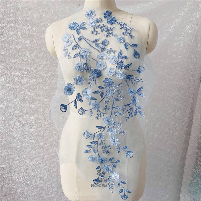 Blaue Feste Blumen-stickerei-Spitzen-Applikation Patch, Big Size Brautkleid Spitze Applikation, Abendkleid Gestickte Applikationen Blaue Feste Blumen-stickerei-Spitzen-Applikation Patch, Big Size Brautkleid Spitze Applikation, Abendkleid Gestickte Applikationen von LovelylaceStore