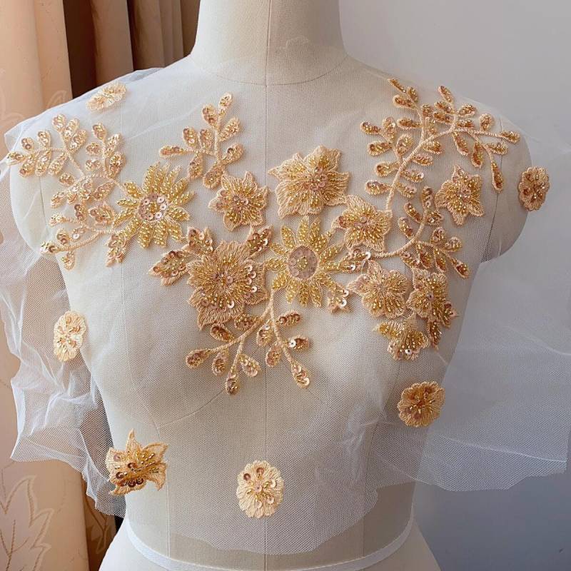 Bunte Perlen Solid Blumen Stickerei Spitze Applikation Patch, Hochzeitskleid Pailletten Applikation, Abendkleid Gestickte Applikationen 18cmx36cm Bunte Perlen Solid Blumen Stickerei Spitze Applikation Patch, Hochzeitskleid Pailletten Applikation, Abendkleid Gestickte Applikationen 18cmx36cm von LovelylaceStore