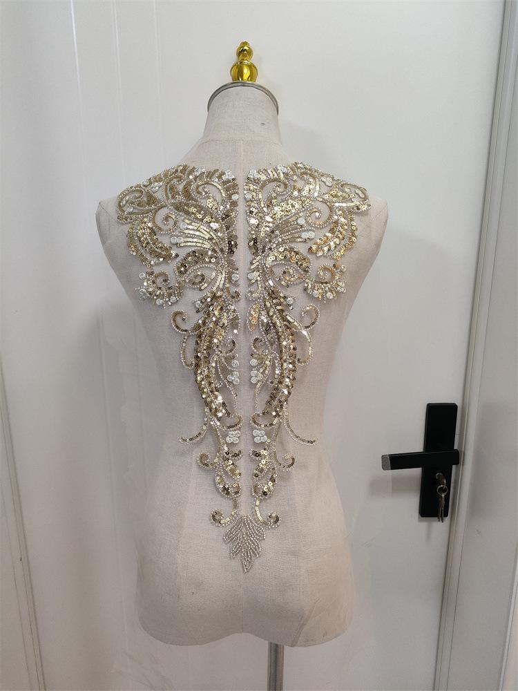 Gold Pailletten Stickerei Spitze Patch, Brautkleid Perlen Große Größe Zurück Applikation, Abschlussball Kleid Zubehör von LovelylaceStore