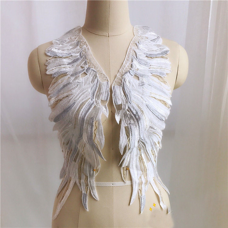 Große Größe Weißer Flügel Stickerei Spitze Applique Patch, Brautspitze Applikation, Abendkleid Bestickt Applikationen 18 cm X 54 Große Größe Weißer Flügel Stickerei Spitze Applique Patch, Brautspitze Applikation, Abendkleid Bestickt Applikationen 18 cm X 54 von LovelylaceStore