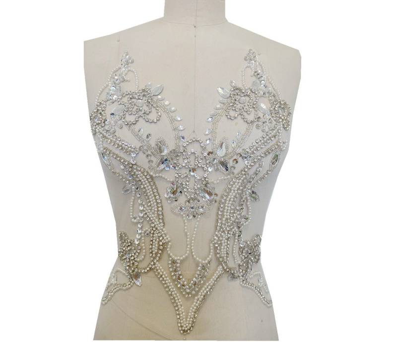 Luxuriöse Handgemachte Strass Applikationen Perlen Applikation Patch, Weiße Diamanten Brautkleid Abendkleid Zubehör Luxuriöse Handgemachte Strass Applikationen Perlen Applikation Patch, Weiße Diamanten Brautkleid Abendkleid Zubehör von LovelylaceStore