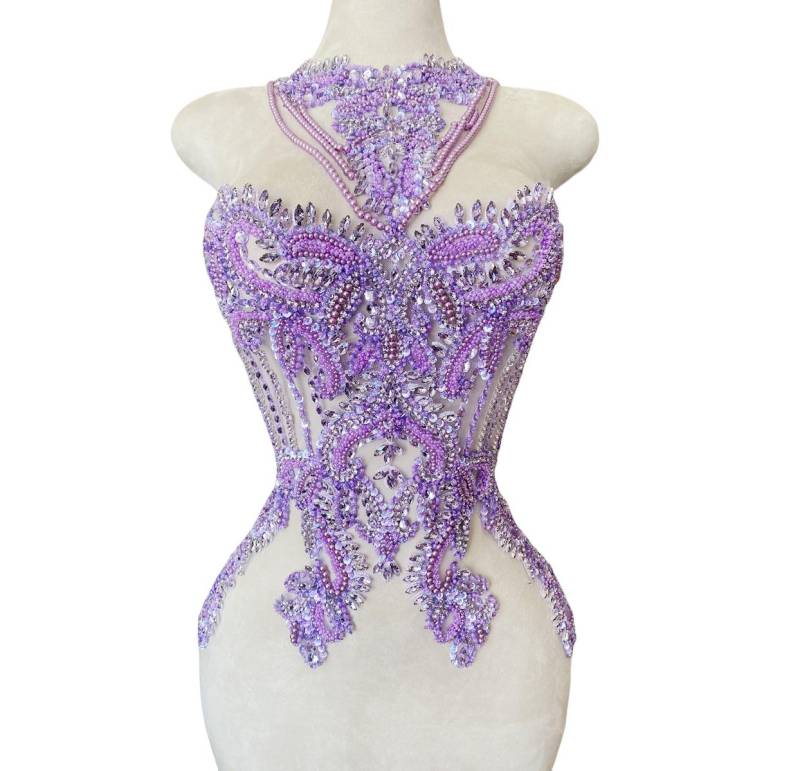 Luxuriöse Handgemachte Strass Perlen Applikation Patch, Hochzeitskleid Helle Diamant Vorne Brust Spitze Abendkleid Zubehör Luxuriöse Handgemachte Strass Perlen Applikation Patch, Hochzeitskleid Helle Diamant Vorne Brust Spitze Abendkleid Zubehör von LovelylaceStore