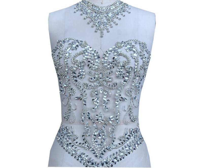 Luxuriöse Strass Applikationen Perlen Hals Applikation Patch, Hochzeit Brautkleid Helle Diamant Abendkleid Zubehör Luxuriöse Strass Applikationen Perlen Hals Applikation Patch, Hochzeit Brautkleid Helle Diamant Abendkleid Zubehör von LovelylaceStore