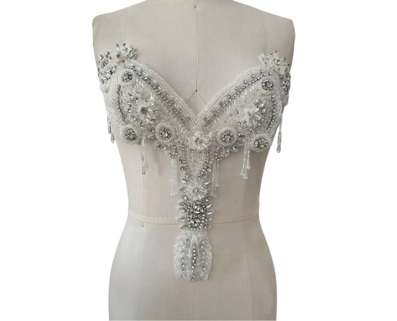 Luxuriöse Strass Perlen Applikation Patch, Handgemachte Hochzeit Brautkleid Helle Diamant Abendkleid L Spitze Zubehör von LovelylaceStore