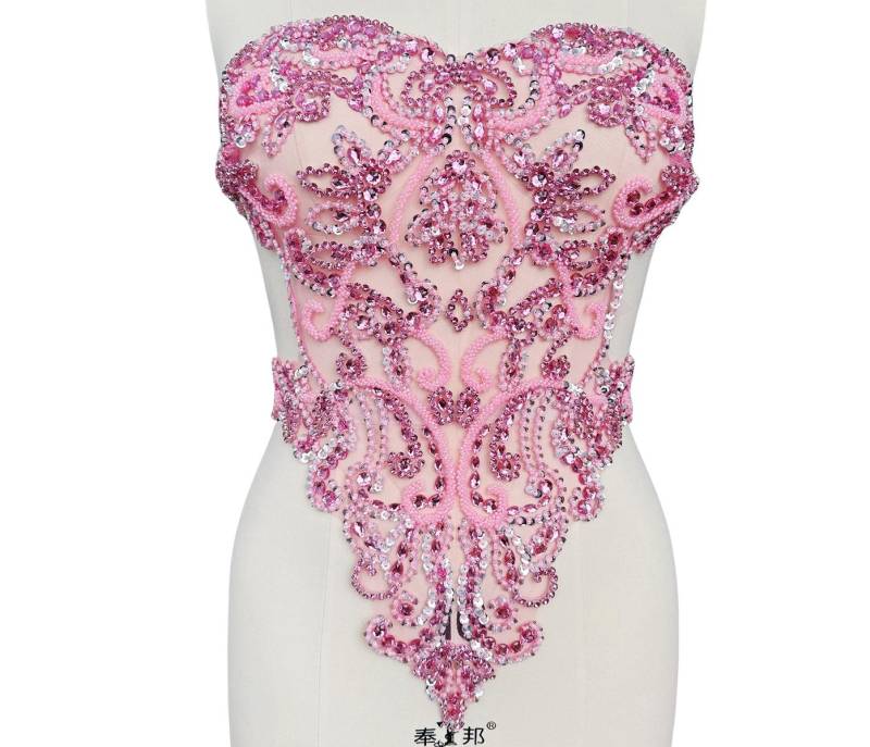 Luxuriöser Handgemachter Strass Perlen Spitze Patch, Hochzeitskleid Helle Diamant Front Brust Applikation, Abendkleid Zubehör Luxuriöser Handgemachter Strass Perlen Spitze Patch, Hochzeitskleid Helle Diamant Front Brust Applikation, Abendkleid Zubehör von LovelylaceStore