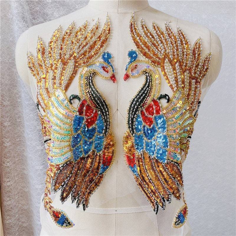 Phoenix Solid Flower Stickerei Spitze Applikation Patch, Luxuriöse Hochzeitskleid Spitzen Applikation, Abendkleid Gestickte Applikationen Phoenix Solid Flower Stickerei Spitze Applikation Patch, Luxuriöse Hochzeitskleid Spitzen Applikation, Abendkleid Gestickte Applikationen von LovelylaceStore