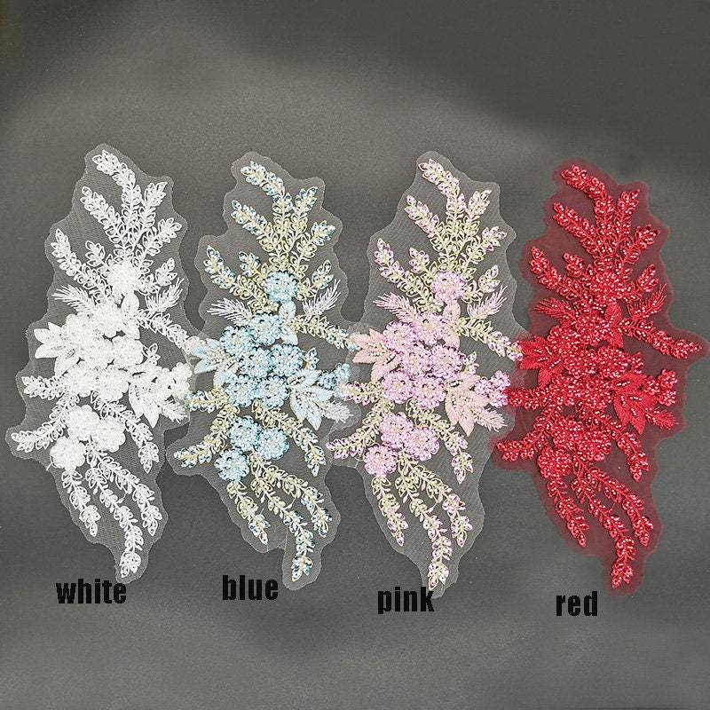 Solide Perlen Blumen Stickerei Spitze Applikation Patch, Braut Applikation, Abendkleid Gestickte Applikationen Solide Perlen Blumen Stickerei Spitze Applikation Patch, Braut Applikation, Abendkleid Gestickte Applikationen von LovelylaceStore