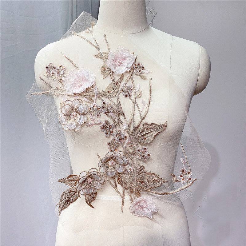Solide Perlen Blumen Stickerei Spitze Patch, Große Hellbraune Braut Applikation, Abendkleid Gestickte Applikationen 45cmx28cm Solide Perlen Blumen Stickerei Spitze Patch, Große Hellbraune Braut Applikation, Abendkleid Gestickte Applikationen 45cmx28cm von LovelylaceStore