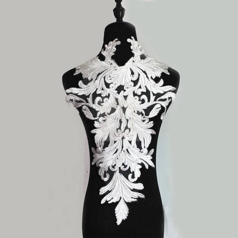 Weiß Stickerei Spitze Applikation Patch Für Hochzeitskleid, Brautkleid Applikation, Abendkleid Gestickte Applikationen von LovelylaceStore