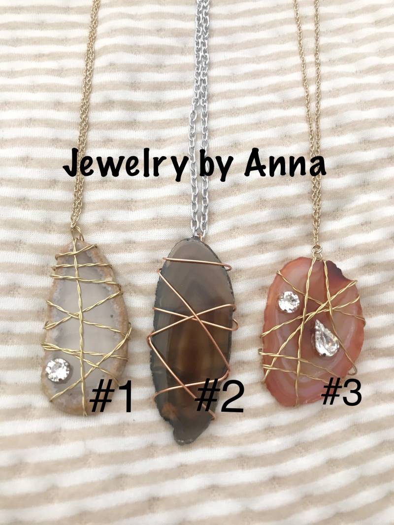 Achat Halsketten Mit Kristallen Achat Halsketten Mit Kristallen von Lovelyladiess