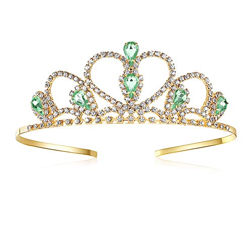 Lovelyshop Green Gems Strass Gold Tiara für kleines Mädchen in Halloween Geburtstag Prinzessin Party von Lovelyshop