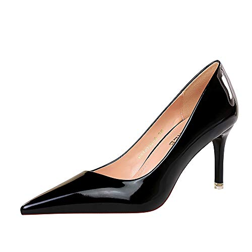 Damen Mode Spitze Pumps Charmant Metallabsatz Mit Pfennigabsatz Lack Zu Arbeiten Freizeit Optional 10.5CM 7.5CM von Lovelysi