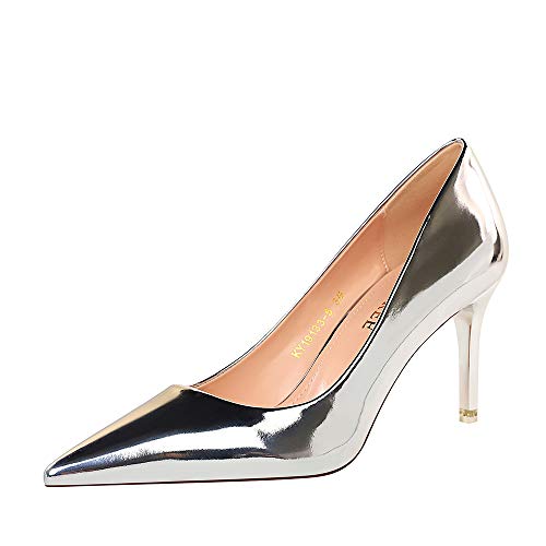 Damen Mode Spitze Pumps Charmant Metallabsatz Mit Pfennigabsatz Lack Zu Arbeiten Freizeit Optional 10.5CM 7.5CM von Lovelysi