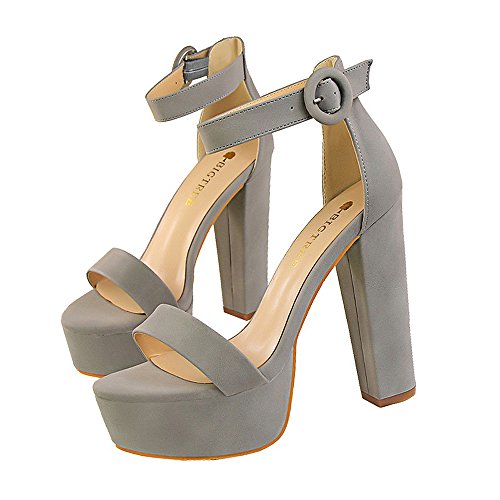 Frauen Leben Dicke Ferse High Heel Knöchelriemen Offener Zeh Kleid Sandalen Kleid Pumps für Party Night Club Hochzeit 13 cm Plattform 4.5 cm von Lovelysi