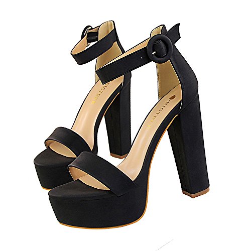 Frauen Leben Dicke Ferse High Heel Knöchelriemen Offener Zeh Kleid Sandalen Kleid Pumps für Party Night Club Hochzeit 13 cm Plattform 4.5 cm von Lovelysi