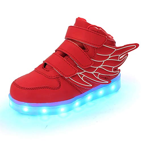 Lovesi Kinder LED Mode Schuhe leuchten Schuhe mit Flügeln 7 Farben Blinklicht Jungen Mädchen High-top Sneakers USB Lade Halloween Weihnachten Thanksgiving Day Geschenk von Lovelysi