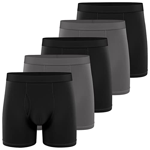 Lovemist Baumwolle Boxershorts Boxershorts Herren Männer Unterwäsche Pack von 5 S/M/L/XL/XXL, L, A:schwarz Drei Grau Zwei von Lovemist