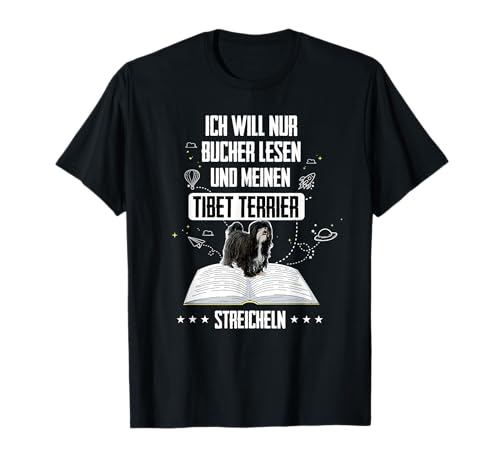 Bücher lesen und streicheln - Tibet Terrier Geschenk T-Shirt Bücher lesen und streicheln - Tibet Terrier Geschenk T-Shirt von Lovemybello Hunde Designs