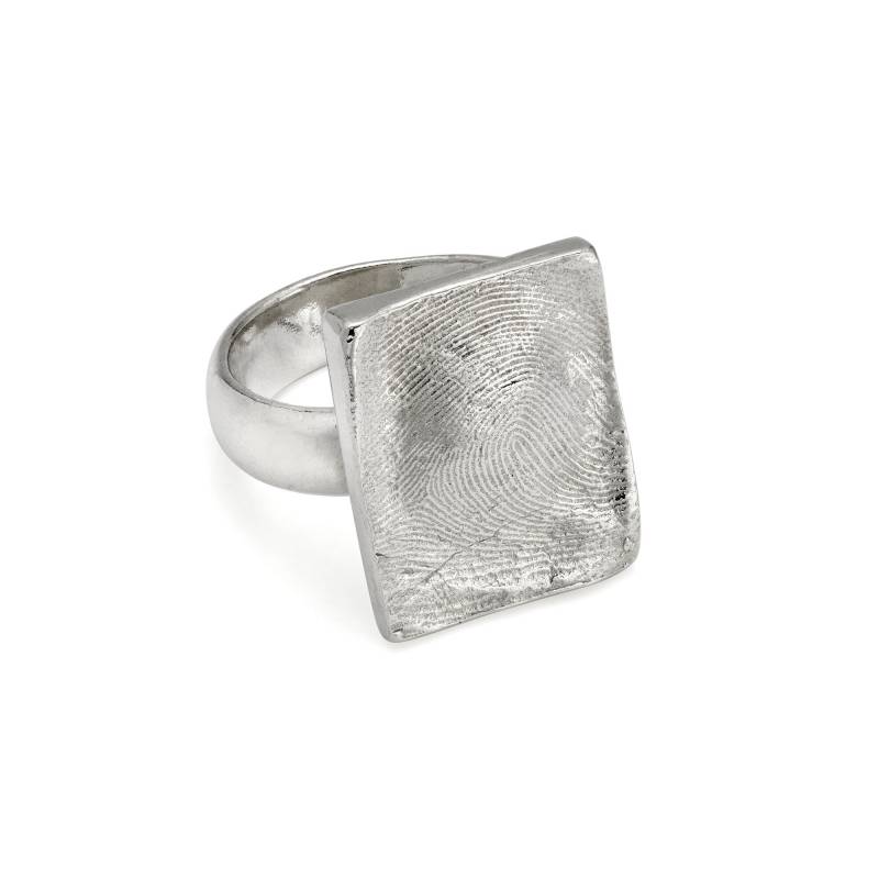 Loveprint Sterling Silber Rechteck Fingerabdruck Ring von Loveprint