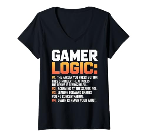 Damen Funny Video Games Gamers Gaming Gamer Logic T-Shirt mit V-Ausschnitt Damen Funny Video Games Gamers Gaming Gamer Logic T-Shirt mit V-Ausschnitt von Lover Gamer Gaming Nerd Geeks Gamer Gamer Behavior