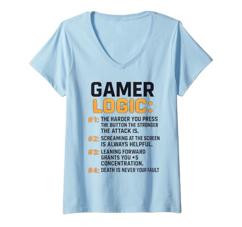 Damen Funny Video Games Gamers Gaming Gamer Logic T-Shirt mit V-Ausschnitt Damen Funny Video Games Gamers Gaming Gamer Logic T-Shirt mit V-Ausschnitt von Lover Gamer Gaming Nerd Geeks Gamer Gamer Behavior
