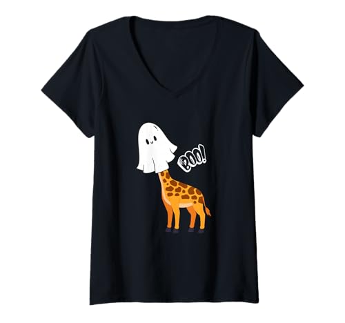 Damen Giraffe Boo Halloween Kostüm T-Shirt mit V-Ausschnitt Damen Giraffe Boo Halloween Kostüm T-Shirt mit V-Ausschnitt von Lover Halloween