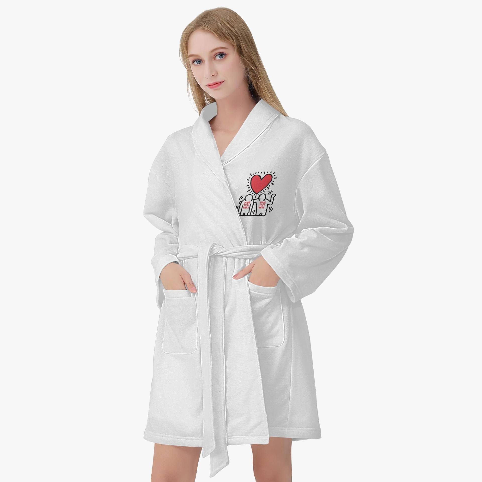 Bademantel Personalisierbar Keith Haring Liebe Damen Frauen Weihnachten Geschenk Girlfriend Freundin Gift Personalize Wellness Sauna von Loverules4all