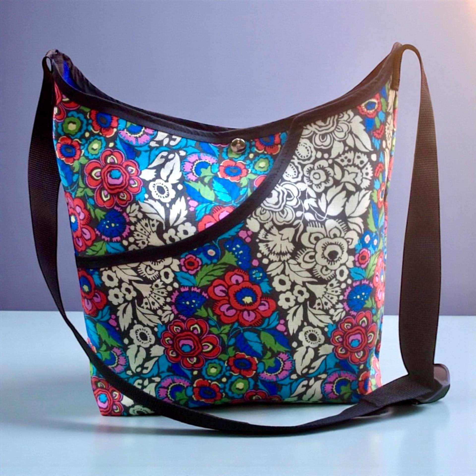 Baumwoll Blumen Print Markttasche, Crossbody Schultertasche, Einkaufstasche von Loveshine