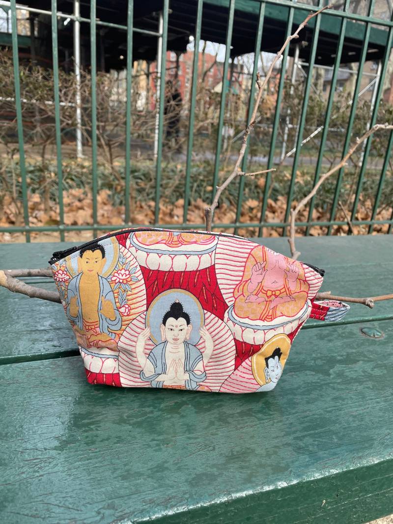 Baumwoll Buddha Print 9 "Reißverschluss-Beutel, Kosmetiktasche, Kulturtasche, Make-Up Tasche von Loveshine