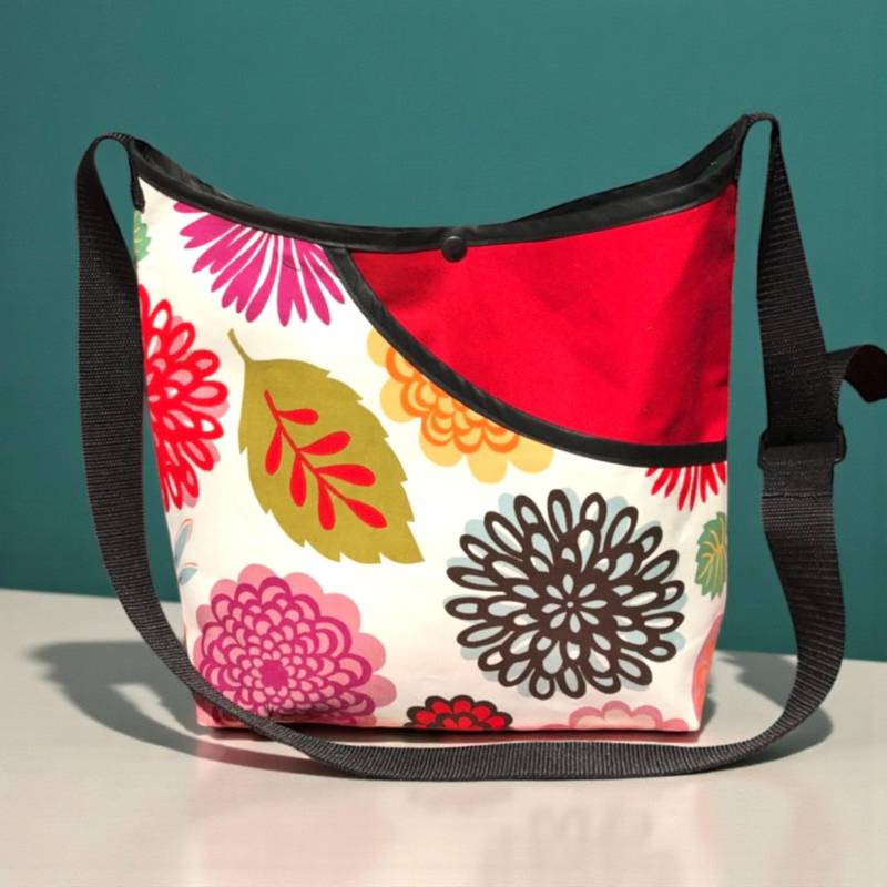 Zinnia Blumen Print Baumwoll Canvas Markttasche, Crossbody Schultertasche, Hobo Tasche von Loveshine