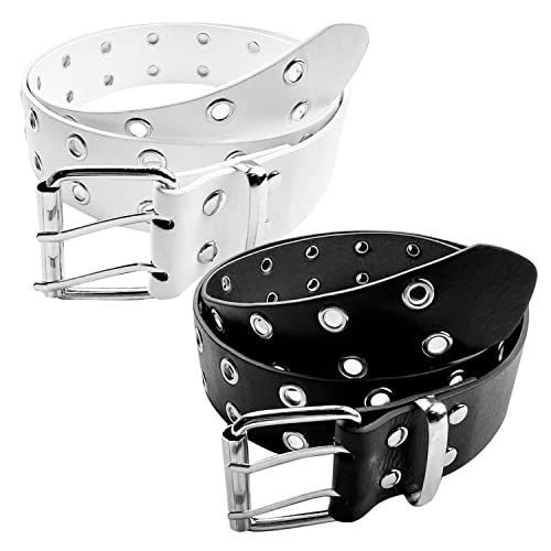 Lovesmile Studded Belt, Gürtel Nieten, 2 Stücke Punk Gürtel, Nietengürtel Damen, Nietengürtel Herren, Einstellbar, mit Massiver Ösenschnalle aus Metall Geeignet für alle Arten von Hosen und Kleidern von Lovesmile