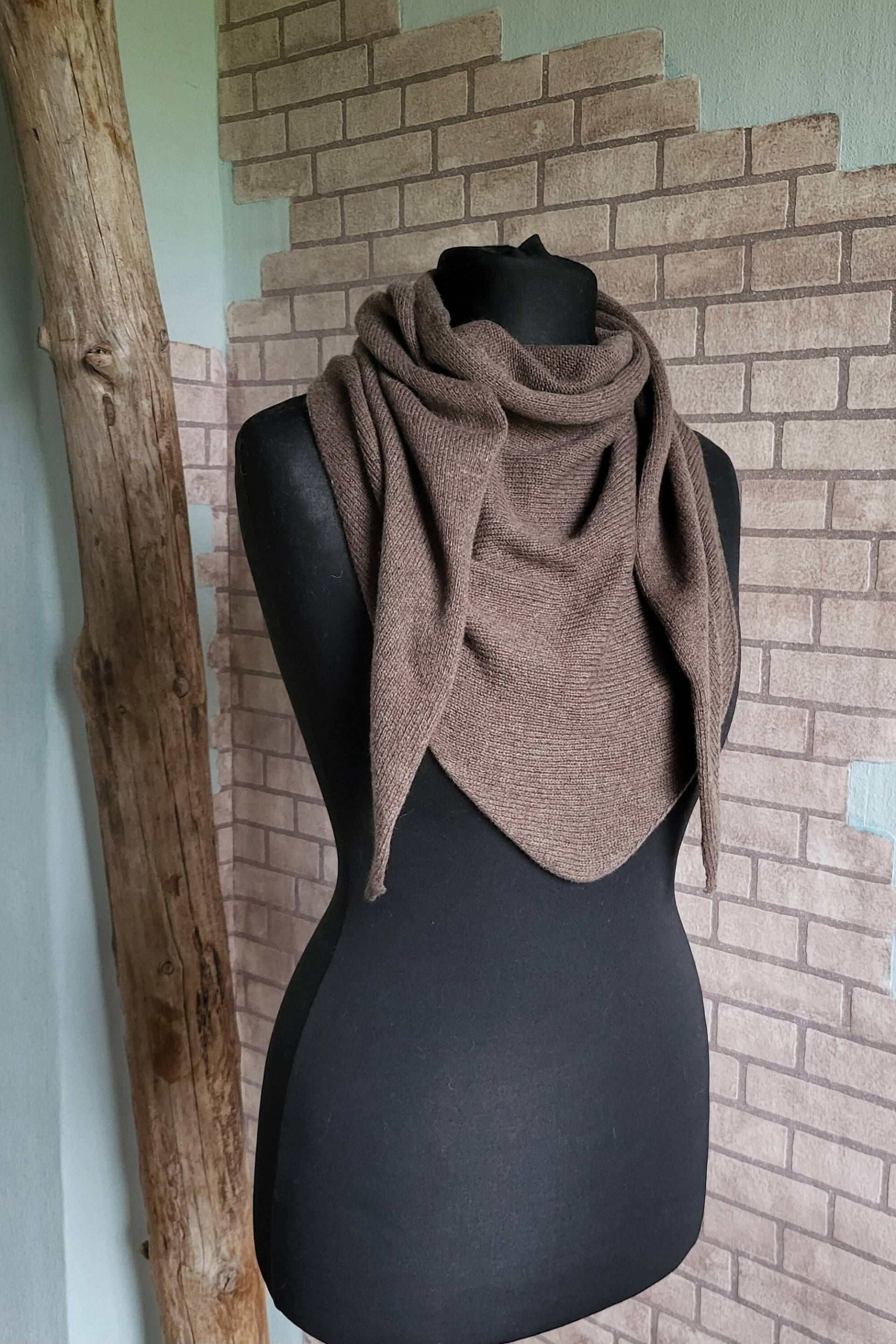 Merino Kaschmir Dreieckstuch Brauner Schal Zum Stricken, Wolle Merino Kaschmir Dreieckstuch Brauner Schal Zum Stricken, Wolle von LovesomeKnittings