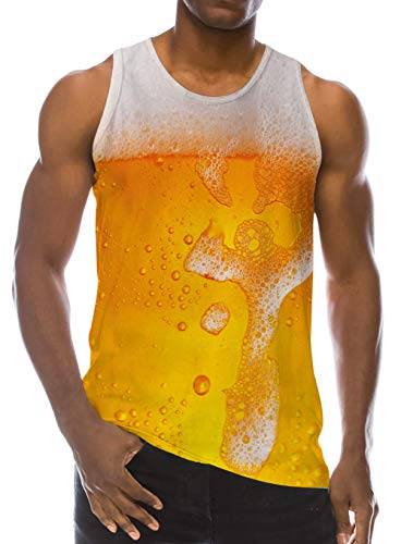 Loveternal 3D Druck Tank Top Herren Beer Westen 3D Print Grafik Ärmellose Bier Tees XXL von Loveternal