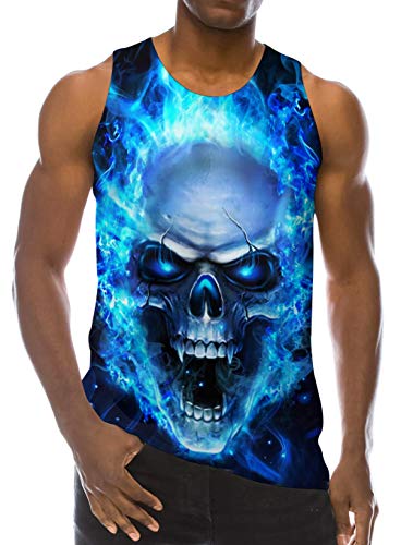 Loveternal 3D Druck Tank Top Herren Skull Muskelshirts Cool Schädel Ärmellose T-Shirt Tees Achselshirts XXL von Loveternal