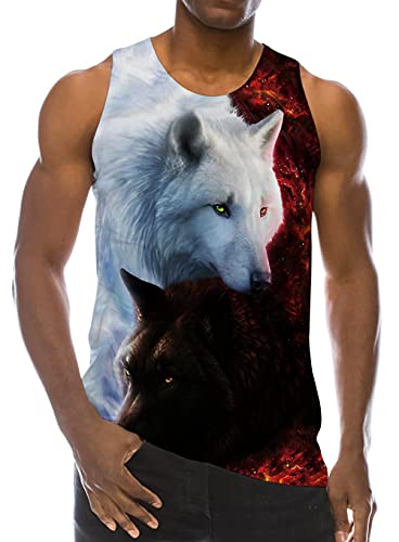 Loveternal 3D Druck Tank Top Herren Wolf Muskelshirts Cool Ärmellose T-Shirt Tees Achselshirts XXL von Loveternal