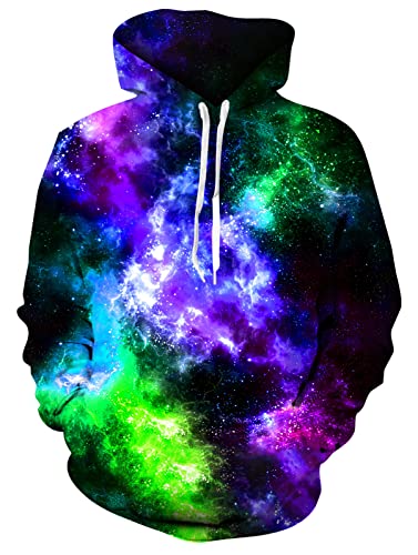 Loveternal 3D Hoodie Herren Kapuzenpul Coole Pullover Langarm Fleece Bunt Sternenhimmel Sweatshirt für Teen Jungen Mädchen M von Loveternal