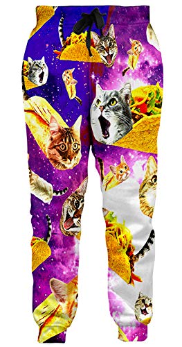 Loveternal 3D Printed Funny Titanic Katze Hosen Cool Graphic Jogginghose Casual Baggy Jogger mit Taschen für Jugendliche L von Loveternal