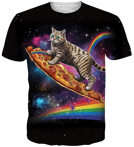 Loveternal 3D T-Shirt Herren Cool Muskelshirt Casua Six-Pack Abs Pizza Katze Grafik Sommer Kurzarm Tops Ugly Tees L von Loveternal