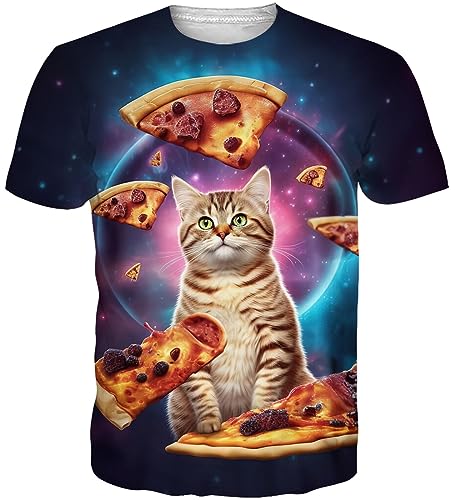 Loveternal 3D T-Shirt Herren Cool Muskelshirt Casua Six-Pack Abs Pizza Katze Grafik Sommer Kurzarm Tops Ugly Tees L von Loveternal