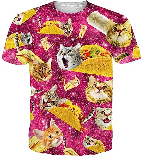 Loveternal 3D T-Shirt Herren Cool Pizza Katze Druck Grafik Sommer Kurzarm Tops Ugly Tees L von Loveternal