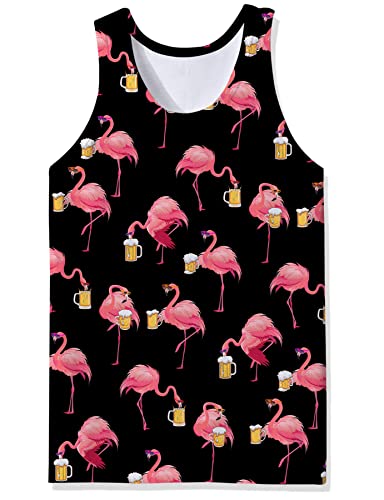 Loveternal Achselshirts Herren Tank Top 3D Druck Ärmelloses Shirt Casual Flamingo Bier Muskelshirts Grafiken Tees Shirt XL von Loveternal