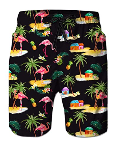 Loveternal Ananas Beach Shorts Flamingo Badehose 3D Duck Badehose für Herren Kurze Schnelltrocknend Hawaii Badehosen XXL von Loveternal