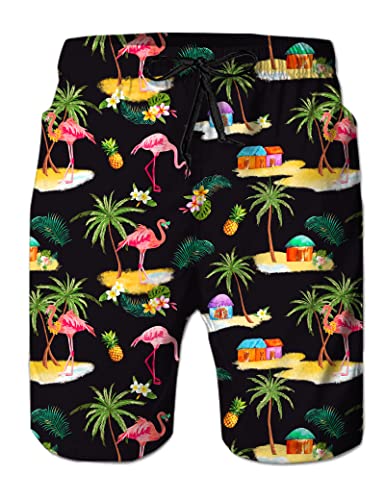 Loveternal Badehose Herren 3D Beach Shorts Flamingo Badeshorts Herren Kurze Schnelltrocknend Ananas Surf Shorts L von Loveternal