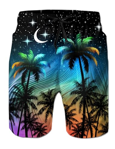 Loveternal Badehose Herren 3D Lustig Rote Palme Schnelltrocknend Boardshorts mit Mesh-Futter und Verstellbarem Tunnelzug L von Loveternal