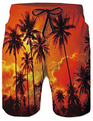 Loveternal Badehose Palmen 3D Duck Badehose für Herren Kurze Schnelltrocknend Hawaii Badehosen XXL von Loveternal