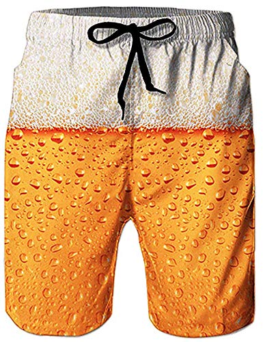 Loveternal Badehose für Herren 3D Duck Bier Badehose Herren Kurze Schnelltrocknend Surf Shorts Gelb L von Loveternal