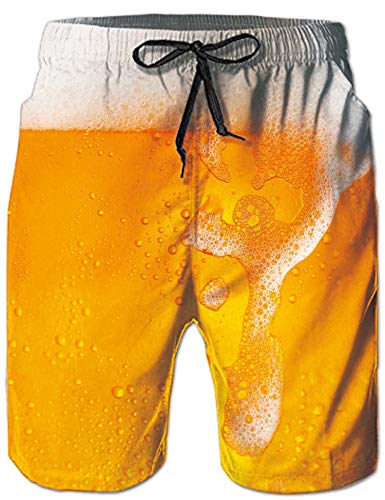 Loveternal Badeshorts für Männer 3D Schnell Trocknend Bier Badehose Lustig Coole Hawaii Badehose Gelb M von Loveternal