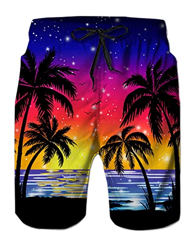 Loveternal Badeshorts für Männer 3D Schnell Trocknend Kokosnussbaum Badehose Lustig Coole Hawaii Holiday Beach Shorts M von Loveternal